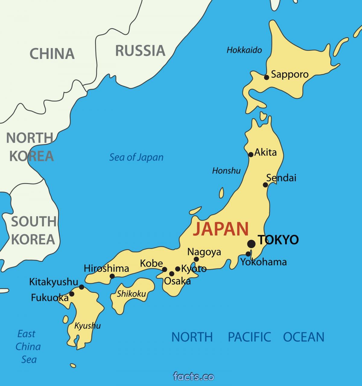 расположение карте Японии