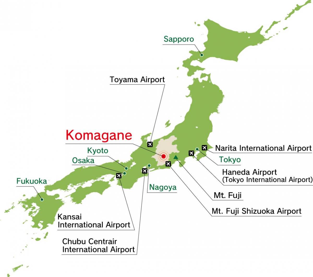 карта аэропортов Японии