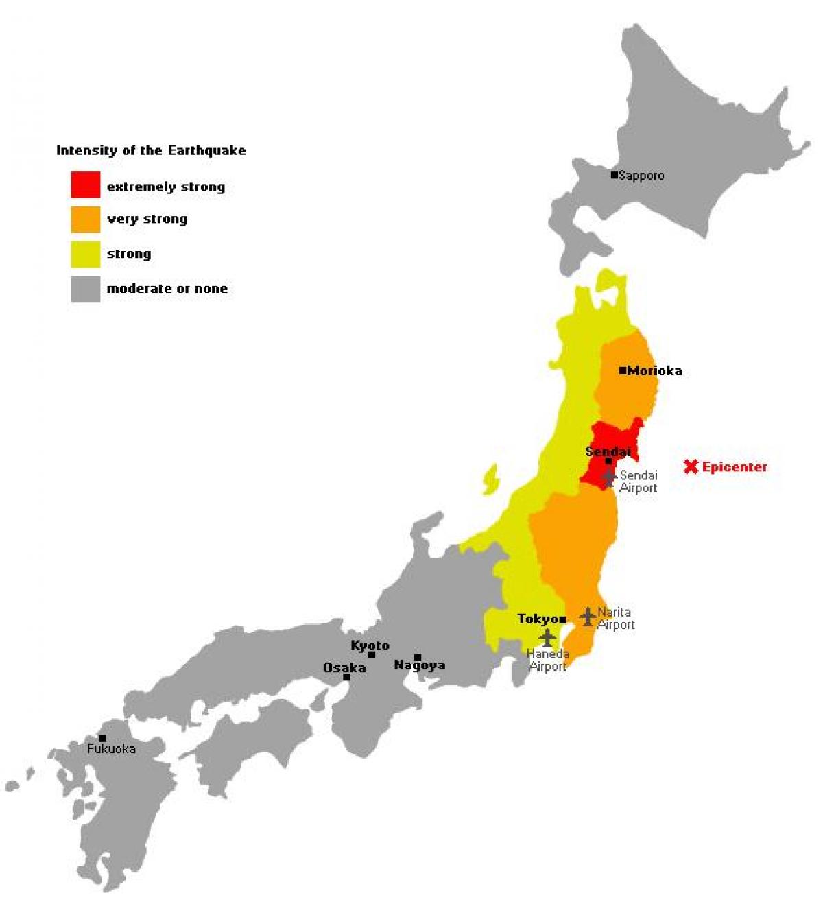 карта Японии цунами