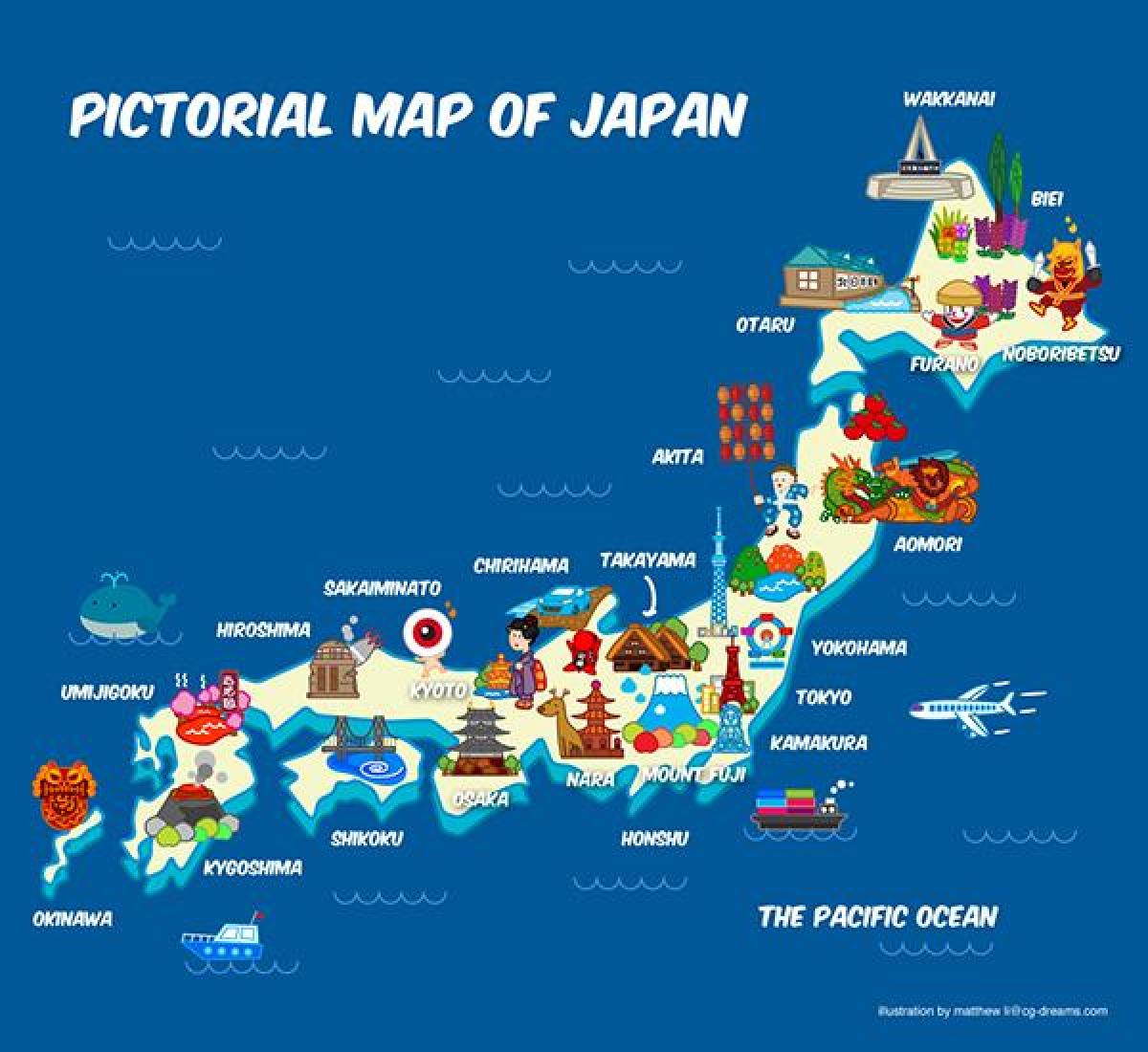 карта путешествия из Японии