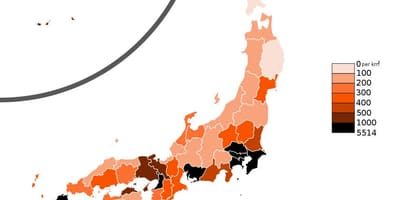 Плотность населения карта Японии