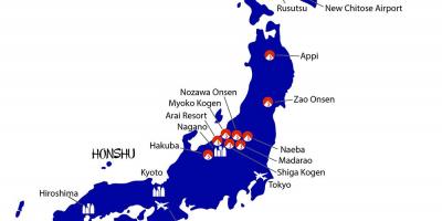 Карта Японии горнолыжных курортов