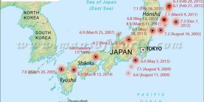 Землетрясения на карте Японии